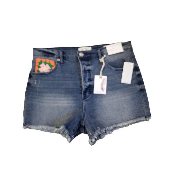 Jessica Simpson Pants - Jessica Simpson Infinite High Waist Crochet Cut Off jean Shorts, 29, NWT